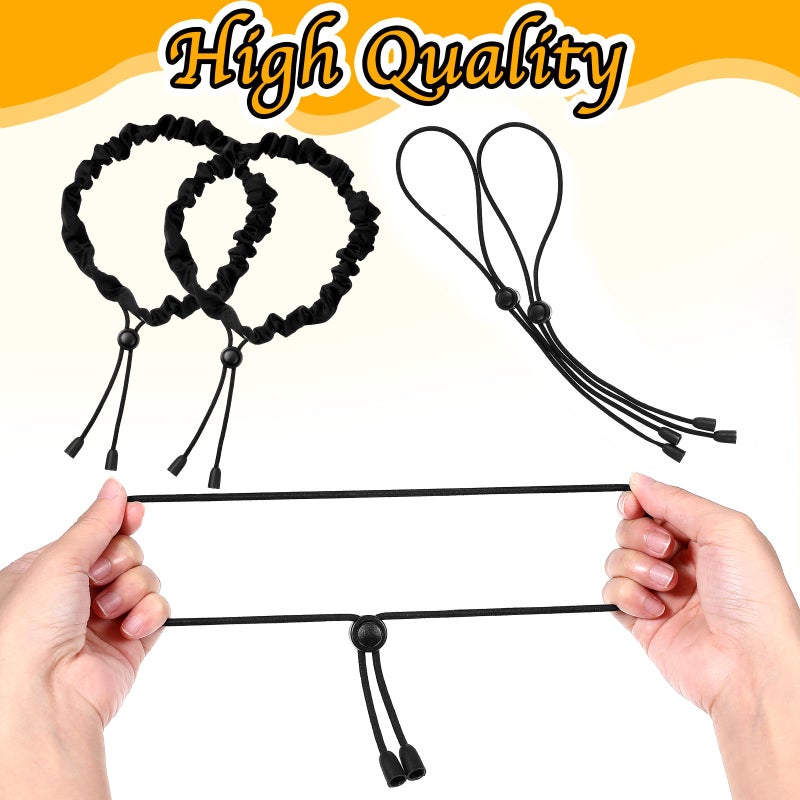 KFHENSOMR Adjustable Hair Ties 4 Pcs Black Large Satin Hair Ties for Afro Puff Thick Hairs Band Adjustable Loc Accessories for Black Women Soft Ponytail Holders for Medium Thick Thin Curly Hairs - Image 3